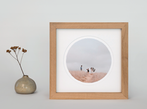 Round Deckled Print in Classic Oak Frame