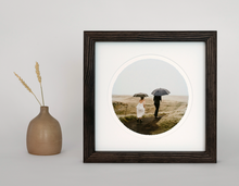 Round Deckled Print in Darkwood Frame